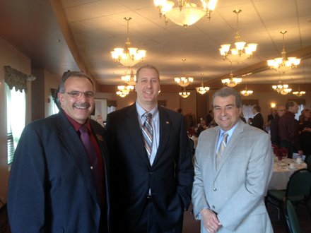 Pictured (from left) are Crest Hill Mayor Ray Soliman, Lockport City Administrator Ben Benson and Joliet Mayor Tom Giarrante.
