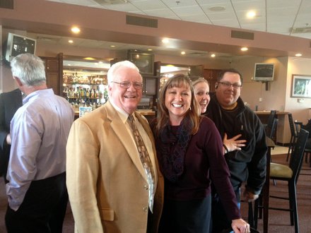 Will County Executive Larry Walsh Sr. is seen here with Darcie Gabrisko, vice president at Strand Associates, at the Lockport State of the City Address.
