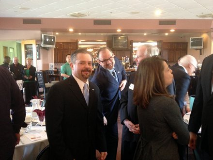Romeoville Mayor John Noak (left) is seen here with Lockport Mayor Steve Streit. The mayor appeared very relaxed for it being his first State of the City Address.