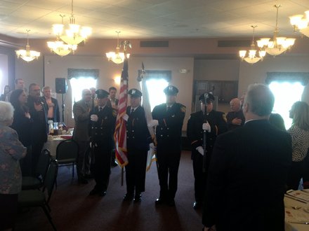 The Lockport Police Color Guard "presents the colors" before the State of the City Address luncheon.