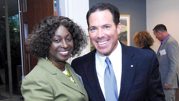 Colette Phillips, CEO of Colette Phillips Communications and Founder of Get Konnected, with Bob Rivers, President & COO Eastern Bank.