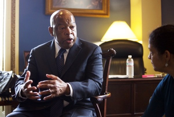 Democratic Rep. John Lewis of Georgia speaks with reporters in the office of the House Minority Whip in D.C. on June 26, 2014.