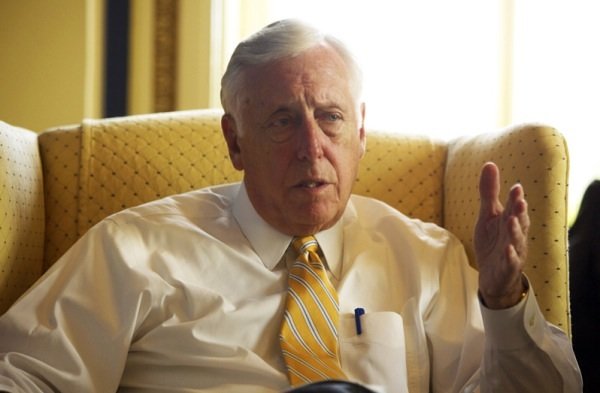 Democratic Rep. Steny Hoyer of Maryland speaks with reporters in the office of the House Minority Whip in D.C. on June 26, 2014.