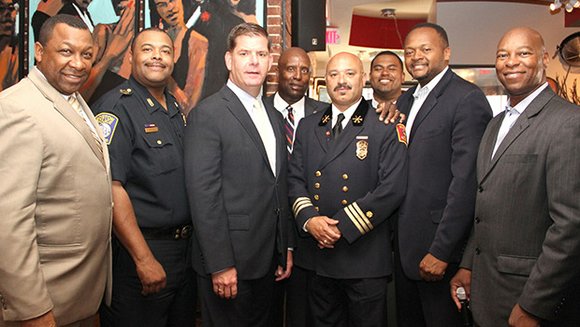 Community members gathered with Boston’s top black public safety officials to recognize the new diversity in the command staffs of ... Community members gathered with Boston’s top black public safety officials to recognize the new diversity in the command staffs of ...