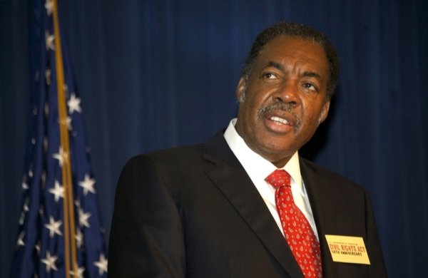 Freedom Rider Hank Thomas gives the keynote speech during a June 2 ceremony at a U.S. Department of Education facility in Richmond, Virginia, to commemorate the 50th anniversary of the Civil Rights Act.
