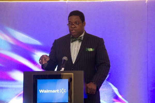 Walmart Senior Director of Corporate Affairs Constituent Relations speak during the School of Chamber and Business Management luncheon at the new Black-owned Marriott Marquis in Northwest on Thursday, July 10.