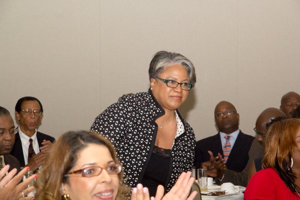 IBM Vice President of Market Development, Sales and Distribution, Denise Evans is recognized at the U.S. Black Chambers School of Chamber and Business Management luncheon held at the new Black-owned Marriott Marquis in Northwest on Thursday, July 10.