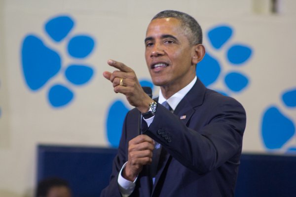 President Obama speaks at the town hall for the White House's "My Brother's Keeper" initiative held at Walker Jones Education Center on Monday, July 21.