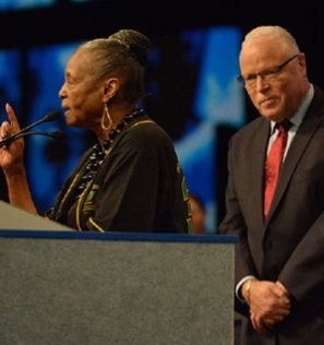 The president of New York City’s largest municipal employee union was honored via a tribute video in Chicago last week. The president of New York City’s largest municipal employee union was honored via a tribute video in Chicago last week.
