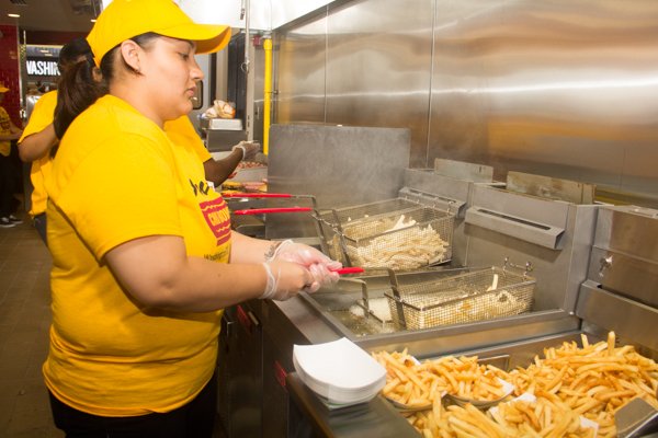 Sherrie Cierra an employee at Ben Chili Bowl's newest location at National Airport in Arlington, Va.