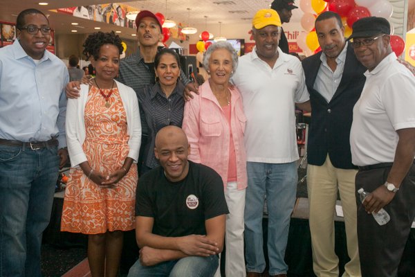 Ben's Chili Bowl family members and friends at the opening of the restaurant's new location at National Airport in Arlington, Va., on Wed., July 23.