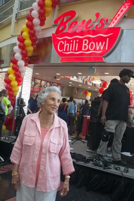 Ben's Chili Bowl matriarch, Virginia Ali, attends the ribbon cutting ceremony for the opening of the restaurant's new location at National Airport in Arlington, Va., on Wed., July 23.