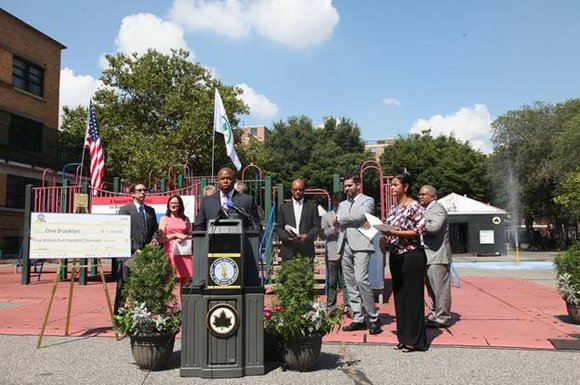 Brooklyn Borough President Eric L. Adams unveiled the parks funding component of his capital budget plan during a press conference ... Brooklyn Borough President Eric L. Adams unveiled the parks funding component of his capital budget plan during a press conference ...