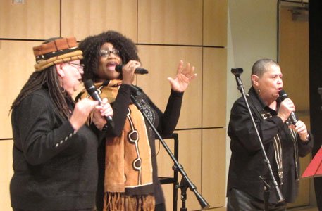 The Freedom Riders musical performance was performed by In Process, an African-American women's acappella ensemble. They performed songs that the Freedom Riders sang during the Civil Rights Movement.