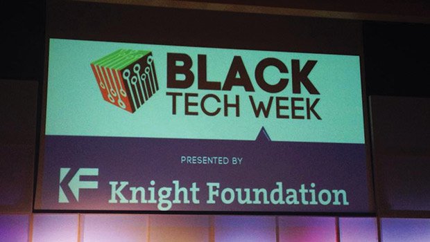 The stage of Black Tech Week.
Black Tech Week is a week long series of events in Miami, Florida celebrating innovators of color during the last week of Black History Month. Hosted at Miami Dade College. Black Tech Week was established in 2014 by Code Fever to provide more impactful programming around Black History Month. In addition to celebrating innovators of color, the entire week of events aims to change the narrative surrounding our community and replace it with innovation, creativity and technology that stretches the trajectory of our community. Local entrepreneur, Melissa James who founded Tech Connections, attended the event and said “The event was truly inspiring. I was over joyed to see the number of underrepresented people who are as passionate about tech as I am. I really enjoyed hearing the enthusiasm and dedication of the attendees of Black Tech Week.”