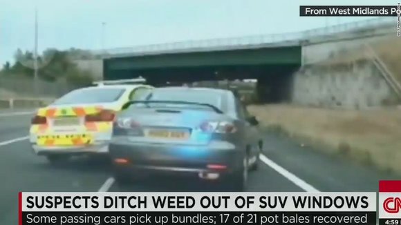 Suspects ditch weed out of windows. Suspects ditch weed out of windows.