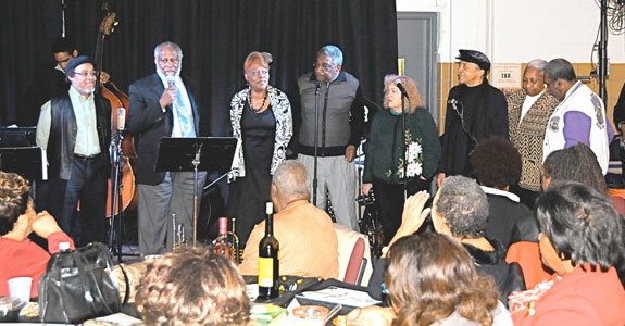 Left Bank Jazz Society Members on stage at the end of their jazz event