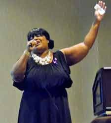 Carrone Jones sings a moving song during the event.