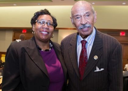 Denise Wiliams, Coordinator of Events for Africana Studies at Rowan University with Congressman John James Conyers, Jr.