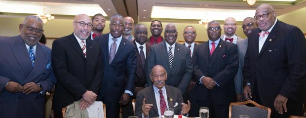 Brothers from Kappa Alpha Psi Fraternity Incorporated poses with fellow brother, Congressman John James Conyers, Jr. The Kappa Alpha Psi were represented from chapters in Atlantic City, Burlington-Camden, and Trenton, NJ and Philadelphia, PA