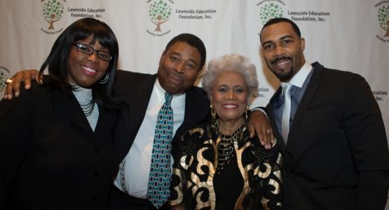 On the red carpet, Actor Omari Hardwick stopped to take pictures with Barbara Bamba, Speaker, Author Marketing Coach for Exalted Marketing, LLC, Board member of Lawnside Education Foundation, Inc., Skip Enlow, Actor, Philanthropist, Poet, Community Activist, Omari Hardwick and legendary television news anchor, Trudy Haynes, who was honored by Lawnside Education Foundation, Inc. with History-Maker Award for her contribution to television news broadcasting.