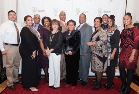 Pictured from left to right, Michael Harper, Jr., Teresa Harper, Robert Harper, Angela Rose- Bounds, Chris Harper, Frank Harper, Elaine Harper, Camden City Fire Department, Chief Michael Harper Sr. and his wife Susan Harper, Shawn Harper, Jessyca Harper, and Jasmyne Harper. Fire Chief Harper, Sr was one of three honorees to receive the Service and Leadership award from Lawnside Education Foundation.