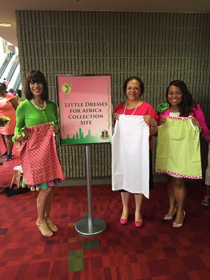 Houston Akas Take Service Globally With Little Dresses Mu Ka Omega Chapter Of Alpha Sorority Inc Made 41 Little Dresses