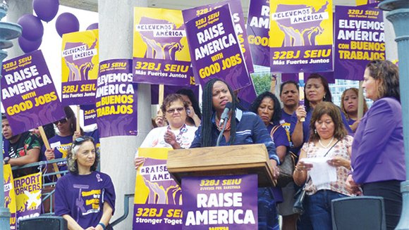 The janitors and security officers of the 32BJ chapter of the Service Employees International Union had gathered around the Boston ... The janitors and security officers of the 32BJ chapter of the Service Employees International Union had gathered around the Boston ...