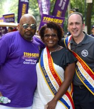 George Gresham of 1199SEIU with Secretary-Tresurer, Janella Hinds and President Vincent Alverez of City Central Labor Council