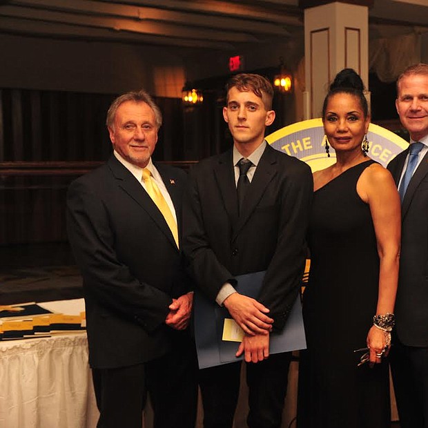 NAACP Media Journalism Awardee Greg Adomaitis, second from left, poses with Lorette Winters, Gloucester County NAACP president, along with Freeholders Frank Dimarco, far left, Dan Christy, second from right, and Jim Jefferson, far right. -- Photo by Velvet S. McNeil/VelvetMultimedia.com