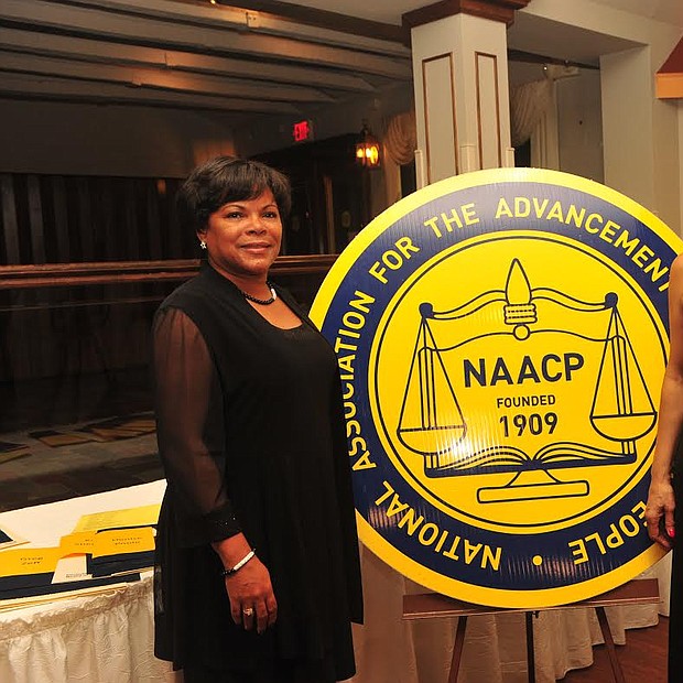 Gloucester County NAACP Treasurer LaTonya Wilson, left; President Loretta Winters, right; at the Annual Freedom Fund Dinner and Game Changers Awards. -- Photo by Velvet S. McNeil/VelvetMultimedia.com