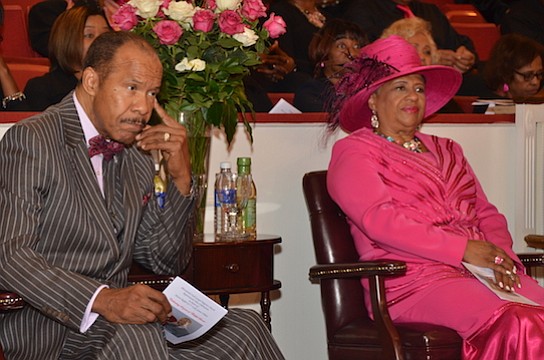 ‘A Jubilee Celebration of God’s Servants’…
The Rev. Dr. Melvin Charles Smith, pastor of Mount Moriah-East Missionary Baptist Church, was the featured speaker during the Pastor & Wife’s 50th Anniversary celebration for St. Mark Baptist Church Pastor J.C. Bachus and his wife at the church at 940 South Lauderdale last Sunday (Nov. 6). (Photo: Tyrone P. Easley)