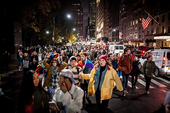 Protesters hit the streets Sunday over the election of Donald Trump, marking the fifth day of demonstrations in cities such ... Protesters hit the streets Sunday over the election of Donald Trump, marking the fifth day of demonstrations in cities such ...
