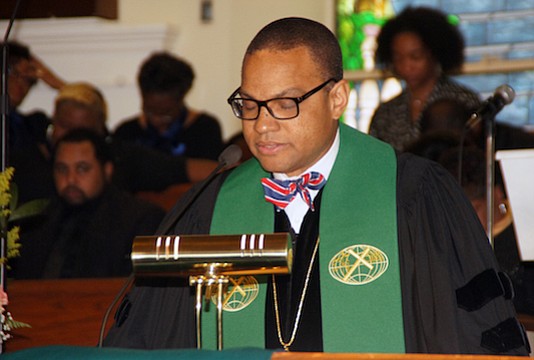 Dr. Logan Hampton, the 10th president of Lane College in Jackson, Tenn., delivers the keynote message. According to a historical overview in the celebration booklet, Collins Chapel is called the “Mother Church of Colored (Christian) Methodism in that it predates the founding of the Colored Methodist Episcopal Church, 1870 in Jackson, Tennessee.” (Photo: Tyrone P. Easley)