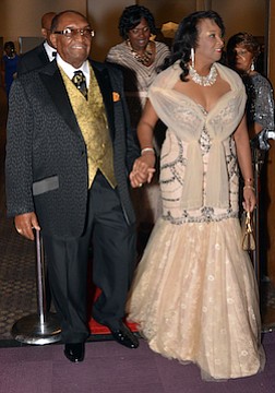 Grand entrance…
Dr. James L. Netters and first lady Nedia Netters make their initial appearance at the Celebration 60 Gala at the Cook Convention Center on Friday evening. (Photos: Tyrone P. Easley)