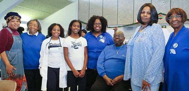 Queen Nur; Annie Greene, Event Chair; Doshjinira Love, President of Archonette (Youth Group); Destiny Harper, President of Amicette (Youth Group); Vanessa William, President of Zeta Phi Beta Sorority, Inc. Omicron Omicron Zeta Chapter; Larry Cooper, President of Williamstown Civic Group Inc.; Cynthia Bryant, President of Amicee and Sharon Super, Event Chair. -- Photo by April Ward