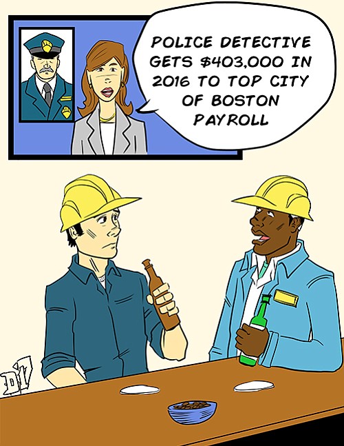 The highest paid city employee in 2016 was a Boston police detective who was paid $403,000. In fact, 98 of ... The highest paid city employee in 2016 was a Boston police detective who was paid $403,000. In fact, 98 of ...