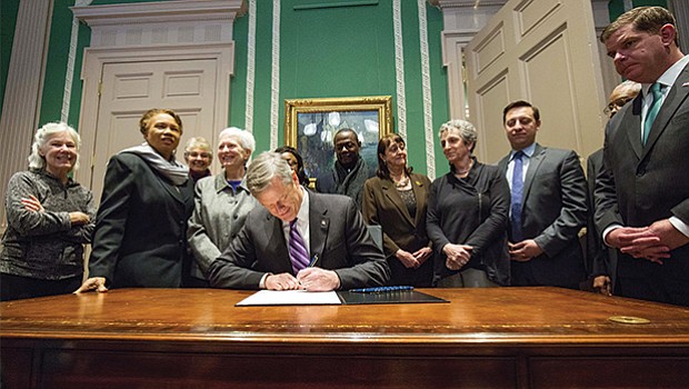 Governor Charlie Baker ceremoniously signed a resolution examining procurement policies relative to Congo conflict minerals (S. 2463), requiring the Executive Office of Administration and Finance in consultation with the Office of the Inspector General to review state procurement policies and examine best practices ensuring that the commonwealth’s electronics and information technology suppliers provide products that do not directly or indirectly finance armed conflict or result in labor or human rights violations in the Democratic Republic of the Congo or an adjoining country, use minerals that the origin and exporter can be identified, and contain raw materials that appropriate tax payments have been made on.