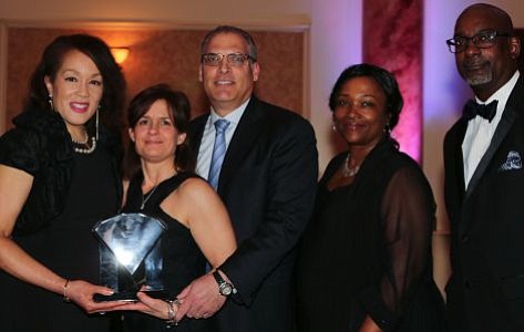 Pictured Left and Right: Lawnside Education Foundation, Inc. 2016-17 Board of Trustee President, Dr. Sandra G. Strothers; Lawnside Education Foundation, Inc., Platinum Level Donors, Owners of Shoprite, Lawnside, Mr. & Mrs. David and Renee Zallie and Lawnside School District's President, Board of Education, Mrs. Sabrina Forrest and Superintendent, Dr. Ronn Johnson. -- Photo by April A. Ward