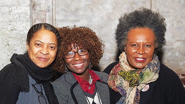 (l-r) Boston Poet Laureate Danielle Legros Georges, Boston Chief Resilience Officer Atyia Martin, and author and MacArthur “Genius” Fellow Claudia Rankine at the Emerson/Cutler Majestic Theatre, where Rankine delivered her talk “On Whiteness” on March 24.