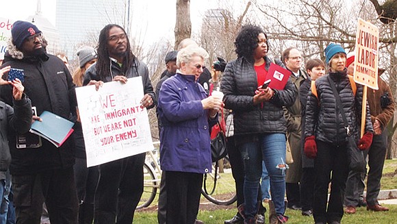 Members of a lineup that included politicians, civil rights activists and others said President Donald Trump’s threats to immigrants risk ... Members of a lineup that included politicians, civil rights activists and others said President Donald Trump’s threats to immigrants risk ...