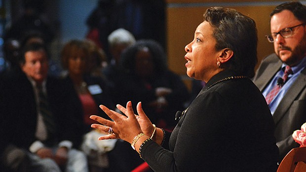 83rd Attorney General of the United States Loretta Lynch was guest speaker at Harvard Kennedy School Black Policy Conference. Christopher Robichaud, lecturer in ethics and public policy, was moderator.