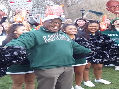 Al Roker with Loyola University Maryland Cheering Squad rallying the crowd before they attempt to break the Guinness World Record ... Al Roker with Loyola University Maryland Cheering Squad rallying the crowd before they attempt to break the Guinness World Record ...
