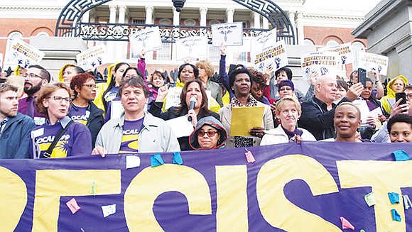 Members of several SEIU chapters called for residents to stay attentive to policy emerging from the federal administration and be ... Members of several SEIU chapters called for residents to stay attentive to policy emerging from the federal administration and be ...