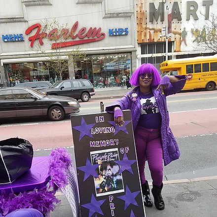 Harlem street vendor and Prince fan Caran Menardy