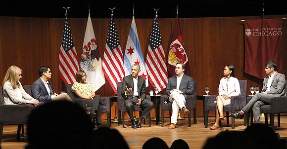 Former President Barack Obama met Sunday with at-risk young men and boys in his hometown of Chicago before his first ... Former President Barack Obama met Sunday with at-risk young men and boys in his hometown of Chicago before his first ...