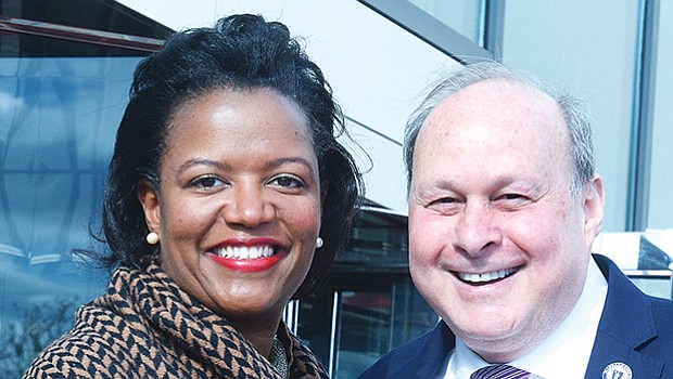 State Senator Linda Dorcena-Forry with Senate President Stan Rosenberg
