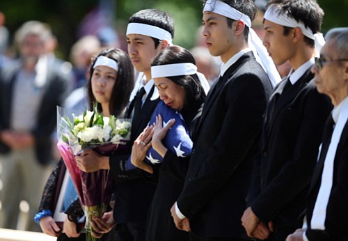 Mourners remembered one of the men who was fatally stabbed trying to stop an anti-Muslim tirade against two teenage girls ... Mourners remembered one of the men who was fatally stabbed trying to stop an anti-Muslim tirade against two teenage girls ...