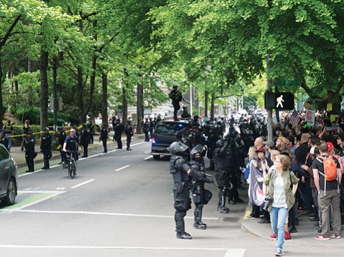 Demonstrators representing the white supremacist alt-right movement squared off against a diverse coalition of Portland community groups and justice advocates ... Demonstrators representing the white supremacist alt-right movement squared off against a diverse coalition of Portland community groups and justice advocates ...