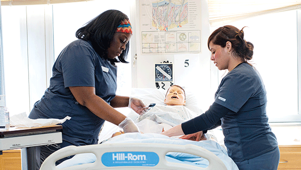 Students in RCC’s nursing program receive hands-on instruction using simulation equipment purchased with the Massachusetts Skill Capital Grant, awarded by the Baker Administration. This top-of-the-line equipment will be moved to the new Allied Health Suite and augmented by additional new simulation equipment.